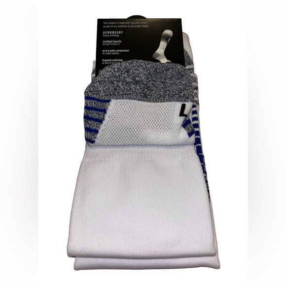 Adidas Team Speed OTC Soccer Socks 1 Pair Youth 13C-4Y White & Blue w Logo NEW! - Picture 9 of 11